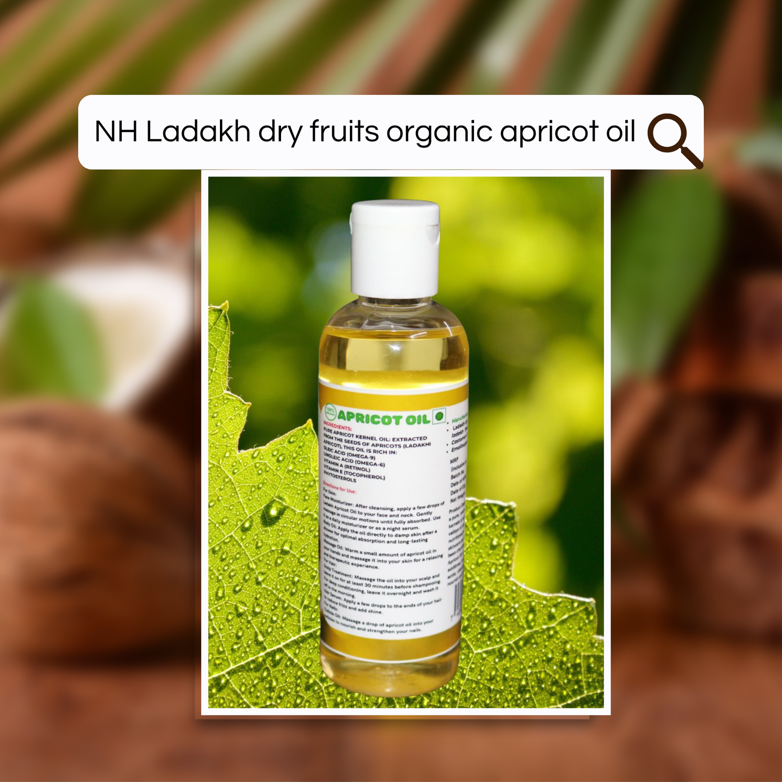 Ladakh Dry Fruits Organic Apricot Oil (Khubani Oil) – Cold Pressed | Skin, Hair & Massage | 100ml - Image 4